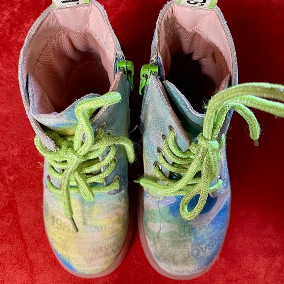 VERSACE Jeans Couture KIDS Colorful LOGO Print ANKLE BOOTS Size 10 - Picture 5 of 16